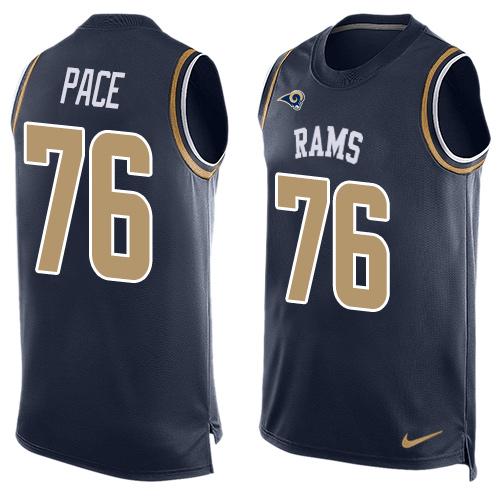 Nike Rams #76 Orlando Pace Navy Blue Team Color Men's Stitched NFL Limited Tank Top Jersey